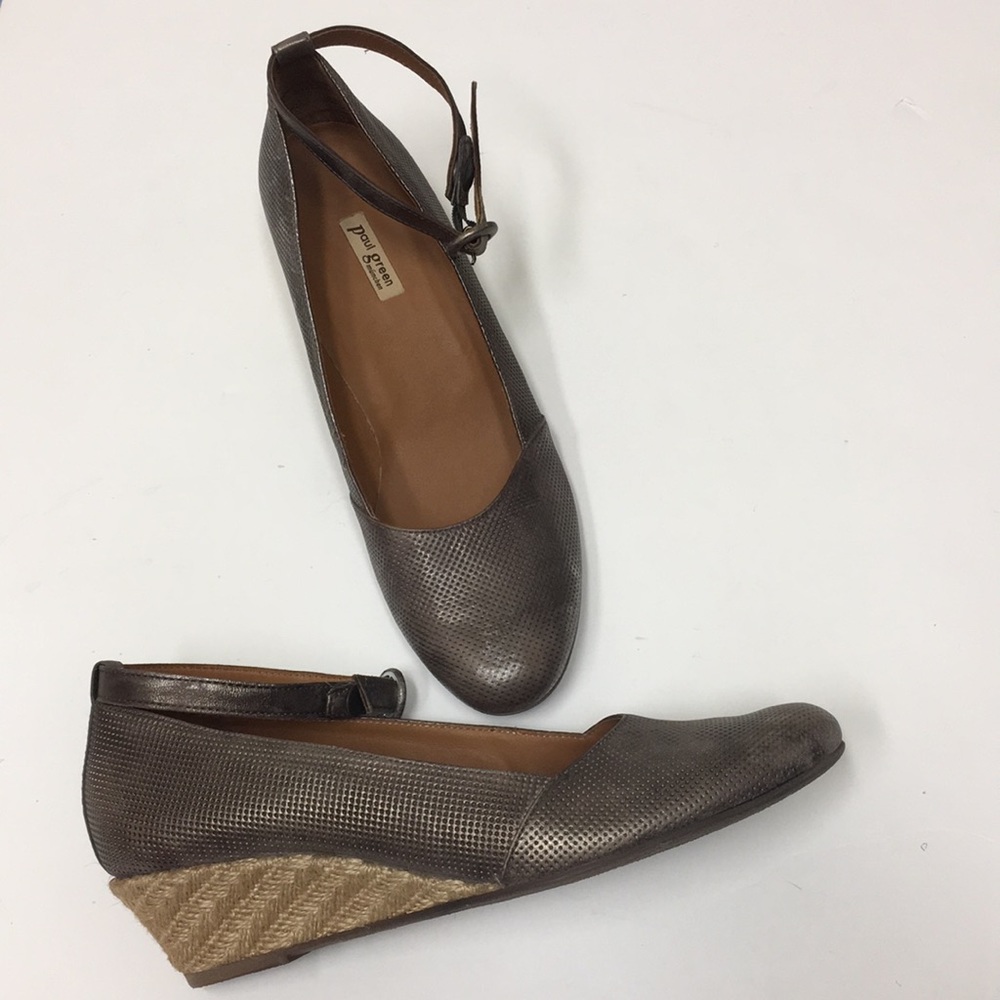 Paul Green metallic perforated leather ankle strap